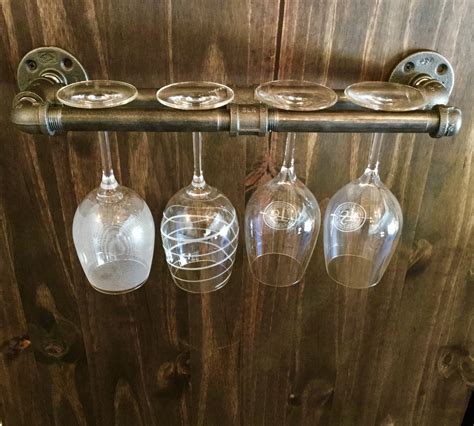 industrial pipe wine glass rack